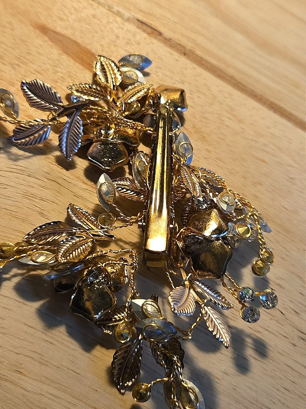 Floral Crystal Bridal Hair Vine - Gold Tone